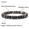 Wenefang New Vintage Men Bracelet Stone Natural Wooden Braclet Homme Hematite Tiger Eyes Braslet Coconut Bead Brazalete Pulsera Hombre. 