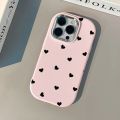 Full Screen Little Black Heart Cover Compatible for IPhone 15 11 14 13 12 Pro Max 7Plus XR XS Max X 7 8 Plus SE Plating Metal Lens Case. 