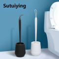 Sutuiying Bathroom Black Toilet Brush Soft TPR Silicone Brush Head No Dead Corners Home Floor-standing Cleaning Brushes WC Accessories. 