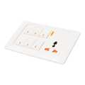 6 Gang + Multi Socket Switch With Indicator And Fan Dimmer Provision White (3*5). 