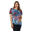 Multicolor  Cotton Round Neck Tie-Dye Printed T-Shirt For Women. 