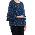 Blue Fancy Abstract Design Half Sleeved Casual Top For Women. 