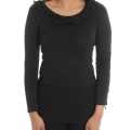 Black Ruffle Design Neck Sweater For Women. 