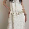 Elegant Waistband Ethnic Style Belt Retro Hollow Bohemian Belt Round Ring Tassel Waist Chain Dress Decoration. 