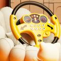Cute Copilots Stroller Simulation Steering Wheel Toys Electric Multi Functional Steering Wheel Vocal Toys Montessori Interactive Copilot Steering Wheel Birthday Gift. 