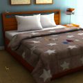 Cream Floral 3D Printed Double Bed Super Soft Fleece Blanket. 