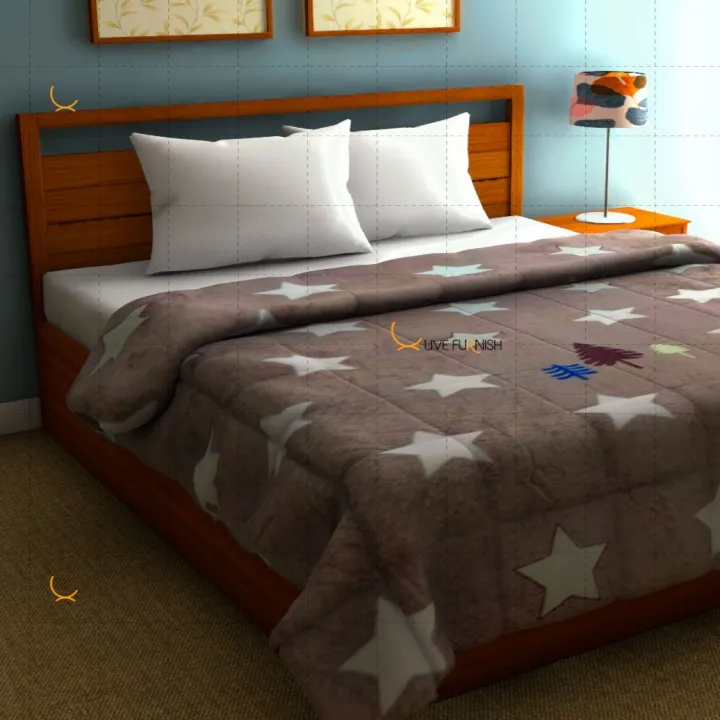 Cream%20Floral%203D%20Printed%20Double%20Bed%20Super%20Soft%20Fleece%20Blanket%20-%20Image%202