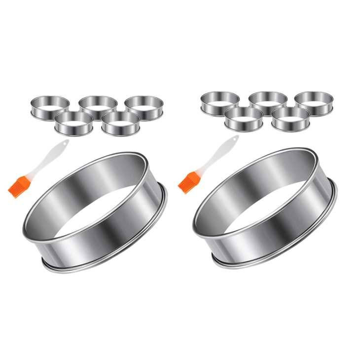 12 Pieces English Muffins Rings, Muffin Tart Rings Double Rolled Tart Ring Stainless Steel Crumpet Rings Molds Cake Mold