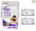 Himalaya Total Care Baby Pants Diapers, Medium, 54 Count and Gentle Wipes (72 Napkins of 2 Packs) Combo. 