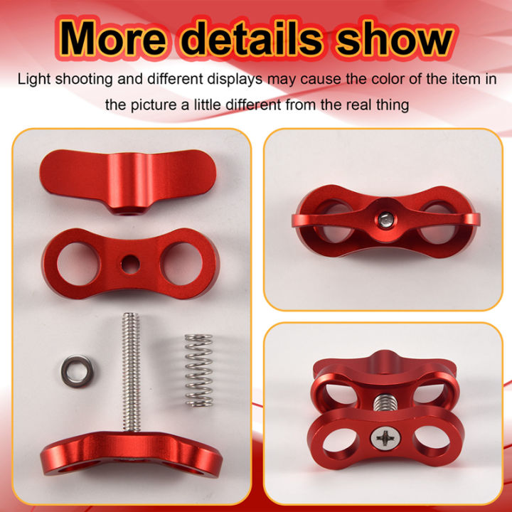 Kqueebee%20Camera%20Accessory%20Diving%20Lights%20Ball%20Butterfly%20Clip%20Arm%20Clamp%20Mount%20Aluminum%20For%20Hero%203+/4/5%20Gitup%20SJ6000%20Camera%20Red%20-%20Image%203
