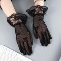 Summer Wedding Full Finger Lace Bow Driving Black White Bridal Gloves Mesh Gloves Lace Gloves Tulle Mittens. 
