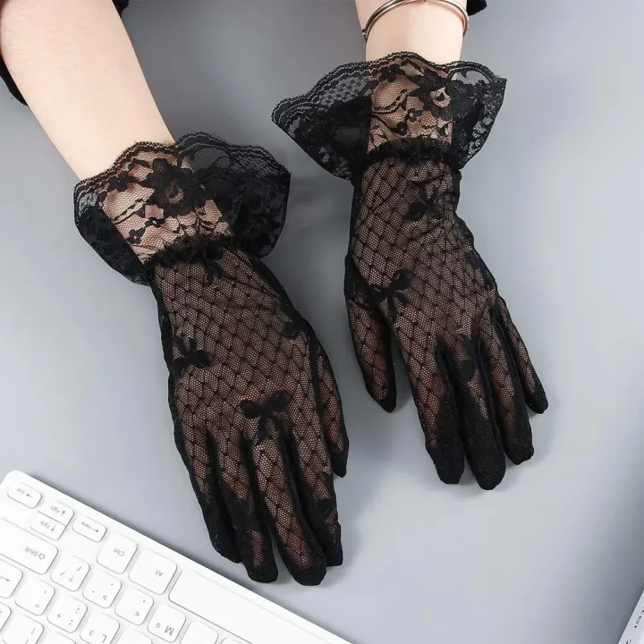 Summer%20Wedding%20Full%20Finger%20Lace%20Bow%20Driving%20Black%20White%20Bridal%20Gloves%20Mesh%20Gloves%20Lace%20Gloves%20Tulle%20Mittens%20-%20Image%204