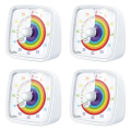 4X 60-Minute Visual Timer with Night Light, Countdown Timer,Pomodoro Timer with Rainbow Pattern for Kids White. 