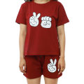 Half Pant and Printed T-Shirt Combo Set for Women, Cotton, Round Neck, Shirt Sleeves, Loose Fit. 