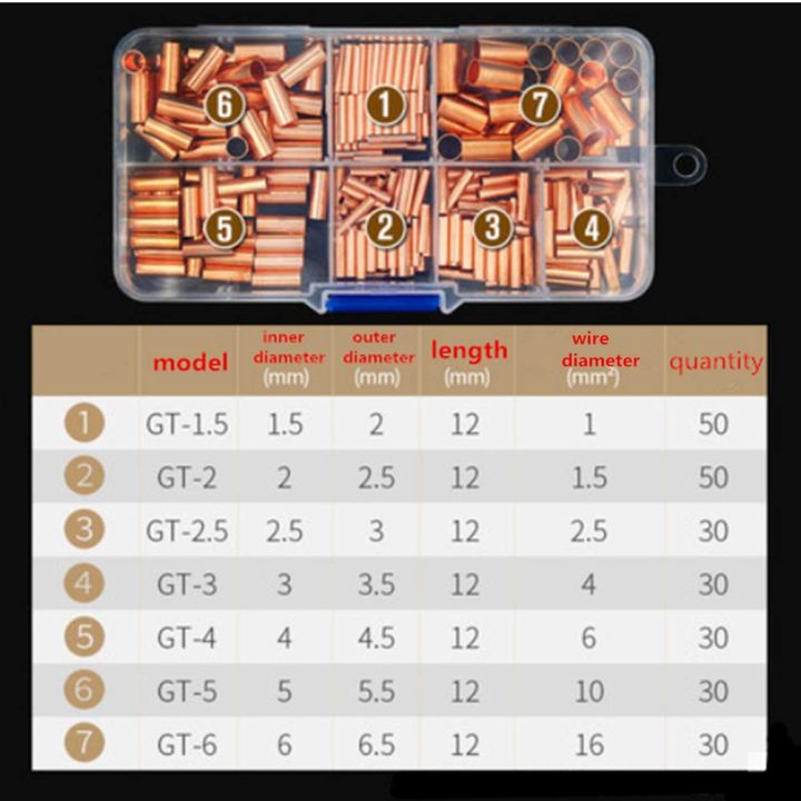 250Pcs%20GT%20Copper%20Connecting%20Pipe%20Wire%20Joint%20Small%20Copper%20Tube%20Terminal%20Cable%20Lug%20Bootlace%20Ferrule%20Accessories%20Parts%20-%20Image%204
