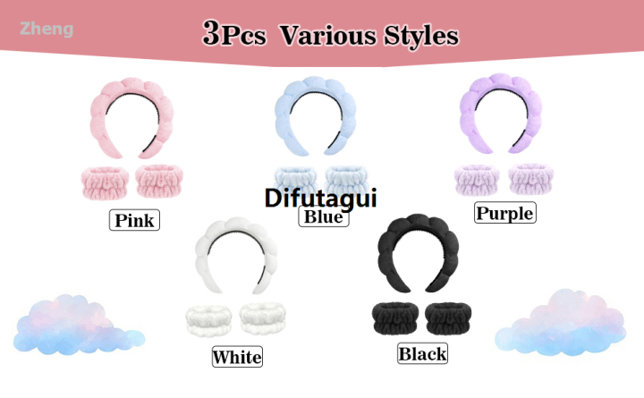Difutagui%20Zheng%20Makeup%20towel%20cloth%20headband%20women's%203-piece%20non-slip%20spa%20Fifty%20percent%20Luxury%20discount%20headband%20and%20wristband%20set,%20soft%20hairband%20face%20wash%20and%20-%20Image%206