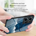 Biruiqu For Xiaomi Redmi Note 12 4G Shockproof Starry Colorful Tempered Glass Back Soft Silicone Edge Case Cover. 