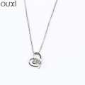 OUXI  Silver/White Crystal Heart Shaped Pendant With Chain For Women- K30016-2. 