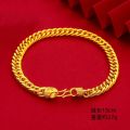 Sand gold jewelry, Fu Zitou boss bracelet, men's light luxury high-end design, versatile domineering simulation gold jewelry. 
