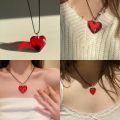 Masala Beads Cute 16mm Bloody Red Heart Charm Pendant Necklace Or Necklaces For Women | Fashion Red Heart Pendent For Women. 