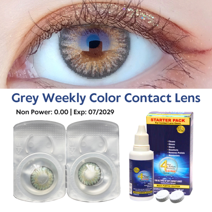 Gray Color Contact Lens- Non Power - Weekly Disposable - 1 Pair