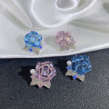 【Top Picks】French Sweet Pearl Embellished Rose Camellia Ear Studs Temperament High-grade Transparent Flower Earrings Women's Ear Jewelry. 