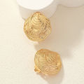 Moxly Obega Chic Shell Shape Clip Earring For Woman Shimmering Gold Color Sector Earrings Fashion Unique Holiday Beach Jewelry. 