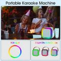 K12 Colorful Bluetooth Speaker with Karaoke Mic System for Home Singing Magic Ai Voice Changer Portable Mini Wireless Speaker with Mike for House Parties Birthday Gifts Events (Retro Jam)- Blue. 