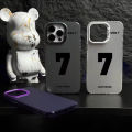 Phone Case For iPhone 11 14 15 Pro Max PLUS XS Max Casing Silver Black White Colorful Matte IMD Lucky Number Seven Luxury Fashion Protection Simple Shockproof Back Cover Silicone. 
