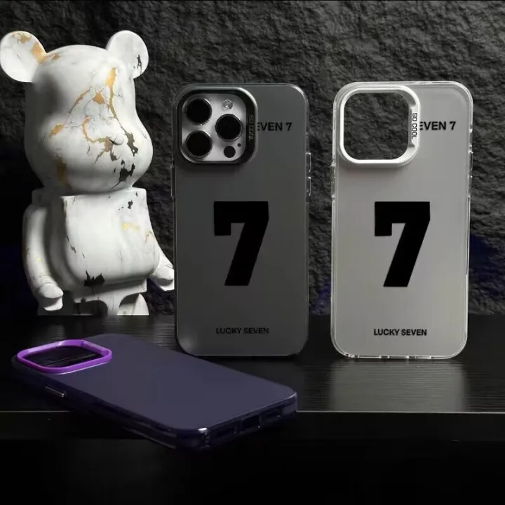 Phone%20Case%20For%20iPhone%2011%2014%2015%20Pro%20Max%20PLUS%20XS%20Max%20Casing%20Silver%20Black%20White%20Colorful%20Matte%20IMD%20Lucky%20Number%20Seven%20Luxury%20Fashion%20Protection%20Simple%20Shockproof%20Back%20Cover%20Silicone%20-%20Image%202