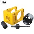 1Set New With Guide Template Door Lock Installation Kit Hand Tools Carbon Steel Knob Hole Drilling Tool Yellow For Door Knob Lock Door Drill Kit. 