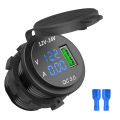 NAMUNY 2Pcs 12V / 24V Fast Charging 3.0 Car Lighter Socket Usb Charger Led Voltmeter Ammeter Black & Red & Black & Blue. 