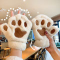 Lovely Plush Cat Claw Paw Gloves Plush Mittens Warm Soft Plush Short Fingerless Fluffy Bear Gloves Costume Half Finger Gloves. 