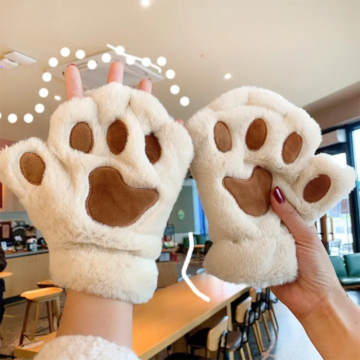 Lovely%20Plush%20Cat%20Claw%20Paw%20Gloves%20Plush%20Mittens%20Warm%20Soft%20Plush%20Short%20Fingerless%20Fluffy%20Bear%20Gloves%20Costume%20Half%20Finger%20Gloves%20-%20Image%204