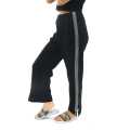 Black Cotton Side White Border Design Pant For Women. 