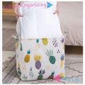 100L Capacity Cube Durable Quality Cotton Linen with PE Waterproof Coating Coating Laundry Basket Bag with Handles and Cover. 