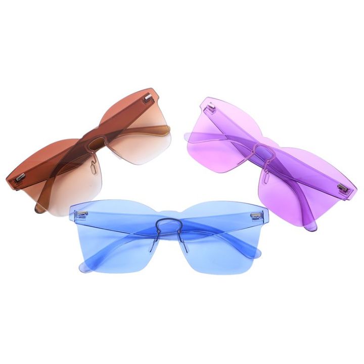 sunglasses women Summer Rimless Square Shades Sunglasses woman Brown