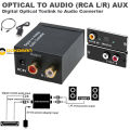 Optical To 2.1 Ch  Free Optical Cable 1m LR Optical To Analogue Audio Converter. Digital Coaxial to RCA Sterio. 