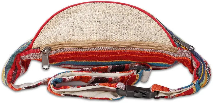 AIOG%20-%20Hemp%20Festival%20Waistpack%20Boho%20Hippie%20Waist%20Bag%20Hip%20Bum%20Running%20Belt%20Fanny%20Pack%20(Multi%20Color%20Stripe)%20-%20Image%205