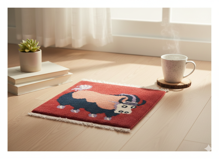 Handknotted Nepali Woollen Carpet,60 Knots 45 Cm x 45 Cm