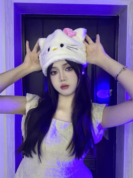NEW%20Kawaii%20Hello%20Kitty%20Hat%20for%20Girls%20Ins%20Style%20Y2K%20Hello%20Kitty%20Hats%20Women%20Sweet%20Fashion%20Winter%20Plush%20Warm%20Hat%20Cosplay%20Harajuku%20Hats%20-%20Image%205