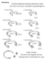 Wenefang 1PCS 16G Surgical Steel Nose Septum Horseshoe Hoop Earring Eyebrow Tragus Lip Piercing Ring Balls Spikes 6-12mm. 