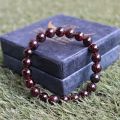 Red Garnet Natural Healing Crystal Jewelry  Bead Bracelets Fashion Stretchable Unisex Comfortable Fit Slides-On Bead Bracelet. 