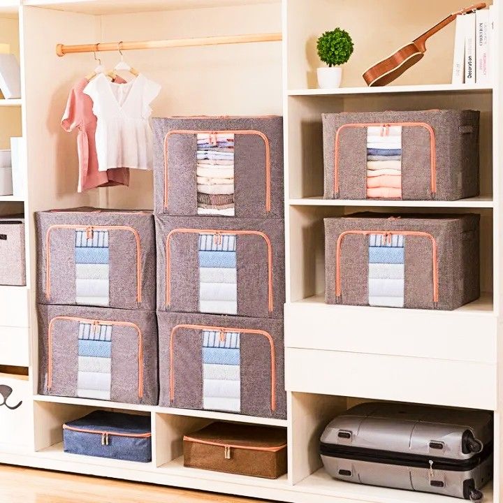 Kids%20Storage%20Box,%20Kids%20Cloth%20Storage%20Box%20For%20Kid's%20Clothes,%20Folding%20Stackable%20Clothes%20Organizer%20With%20Metal%20Frame%20-%20Image%202