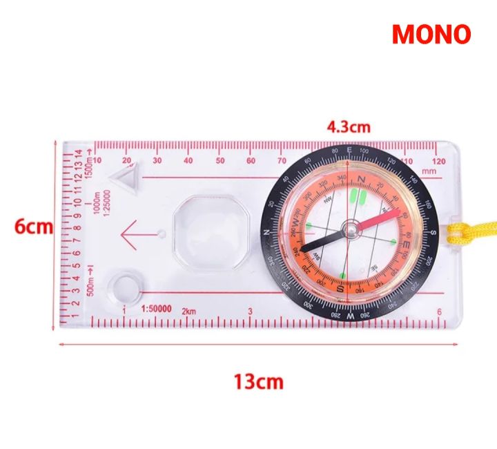 Compass Map Scale Magnifier With Strap Camping Hiking | Daraz.com.np