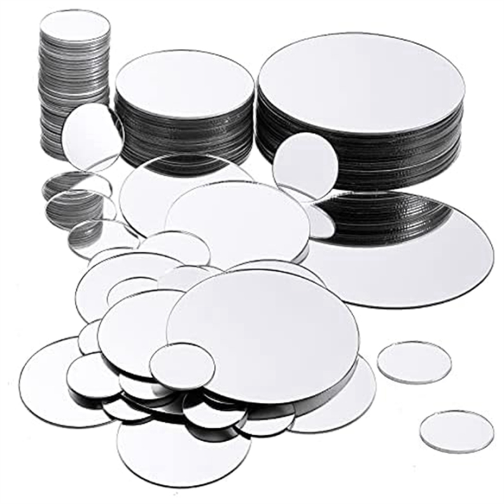 100 Pieces Mini Size Round Mirror Small Round Mirror Adhesive Mirror Round Craft Mirror Tiles for Crafts Easy to Use