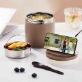 304 Stainless Steel Japanese Style Round Shape Vacuum Lunch Food Container, Insulated Food Jar For Office Worker, Adults, Children 1.2L. 