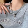 Difutagui Punk Hip Hop Double Layer Square Zircon Pendant Necklace For Luxury Women Men Vintage Gothic Sweater Necklace Y2K Jewelry Party. 