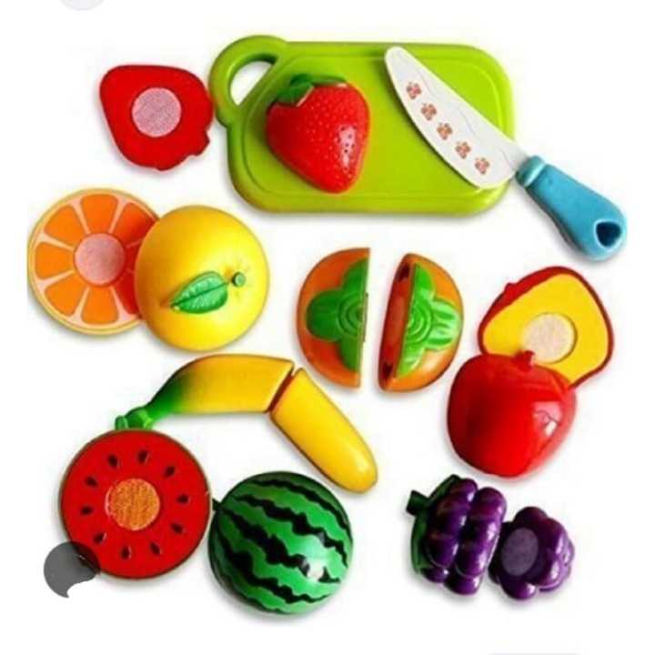 Toyshine Realistic Sliceable Fruits Cutting Play Toy Set, Can Be Cut in 2 Parts, Assorted