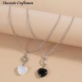 Yuanyan 1 Pair Natural Quartz Crystal Hexagonal Column Heart Pendant Necklaces Moon Couple Necklace Valentine's Day Gift. 